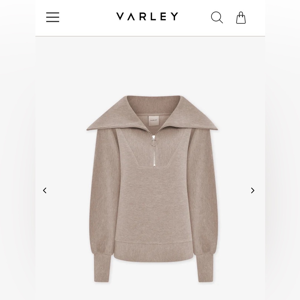 Varley Vine Half-Zip Pullover, NWT - Medium, Taupe Marl